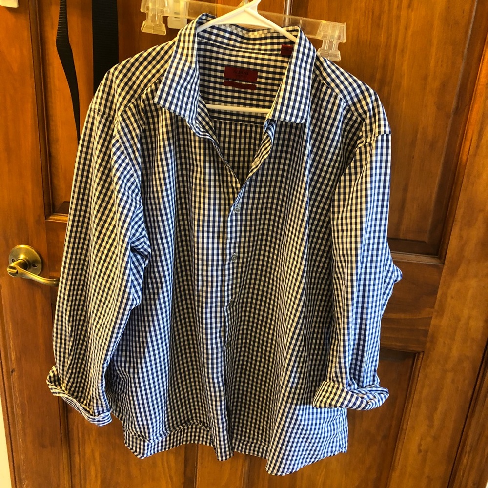 Alfani Blue Plaid Button Up Shirt